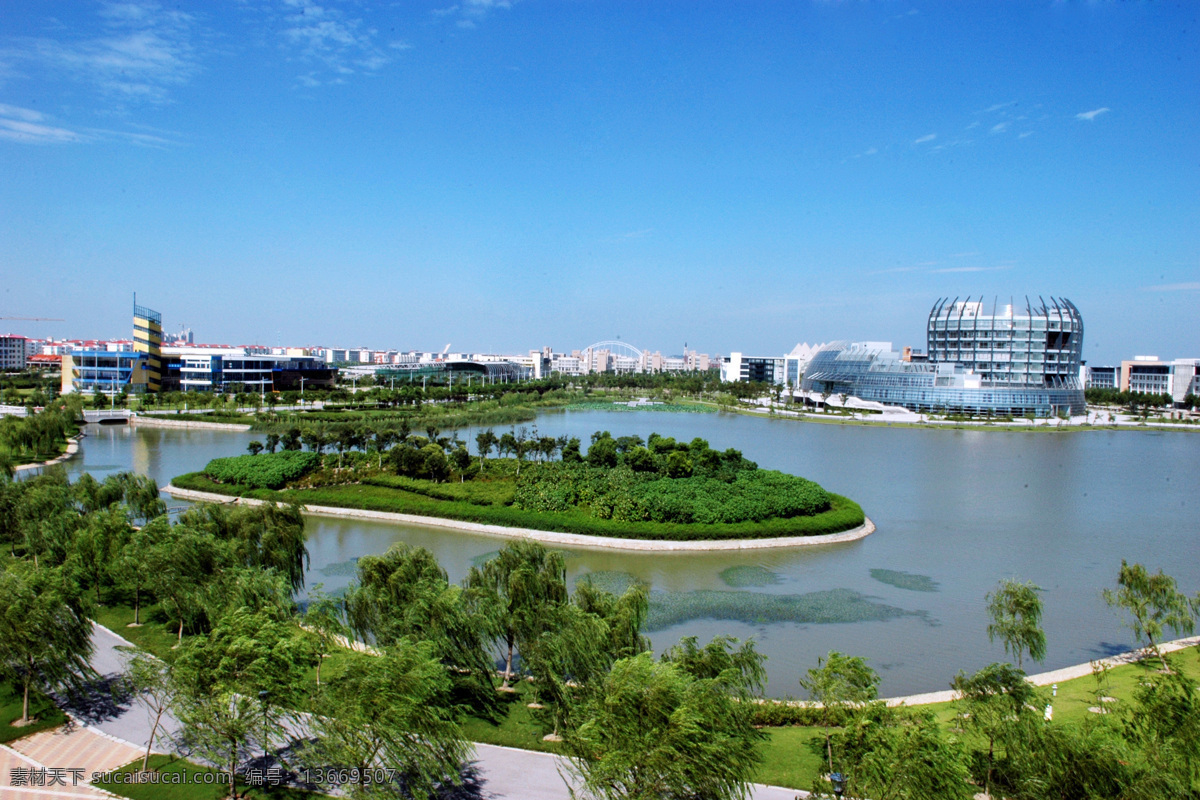 东华大学 松江区 景色 镜月湖 松江大学城 东华 图文中心 校园景色 活动中心 湖心岛 建筑摄影 建筑园林