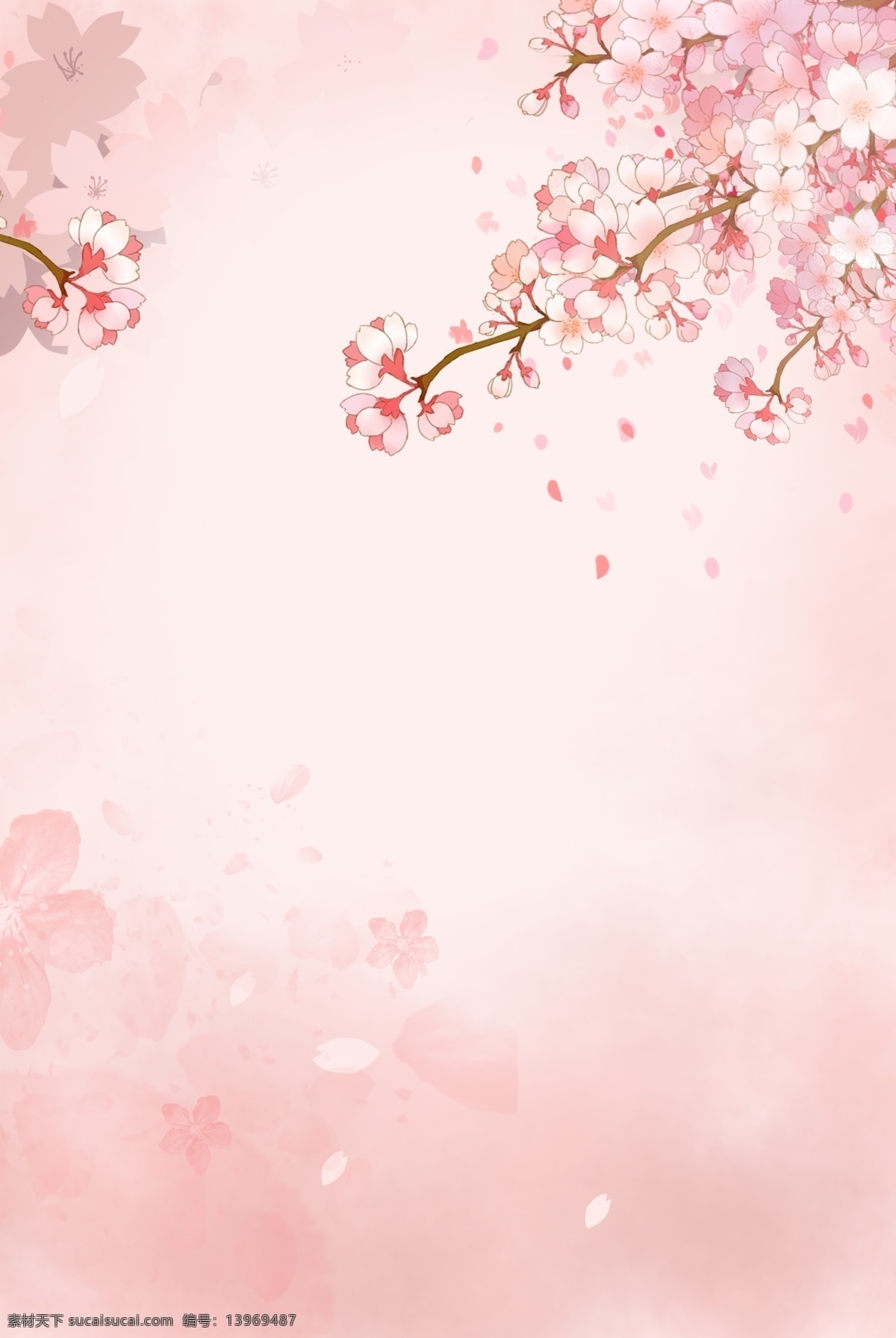粉色 水彩 唯美 桃花 背景 女生节