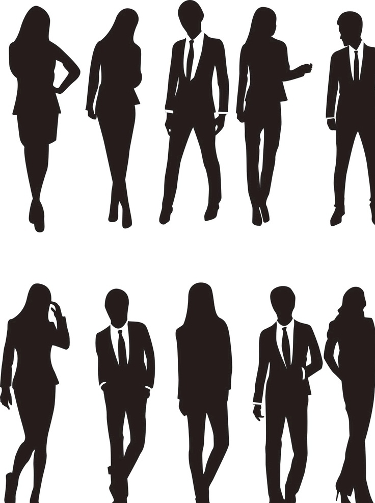 人物剪影 人物 剪影 超帅 身高 美女 帅哥 商务 矢量图
