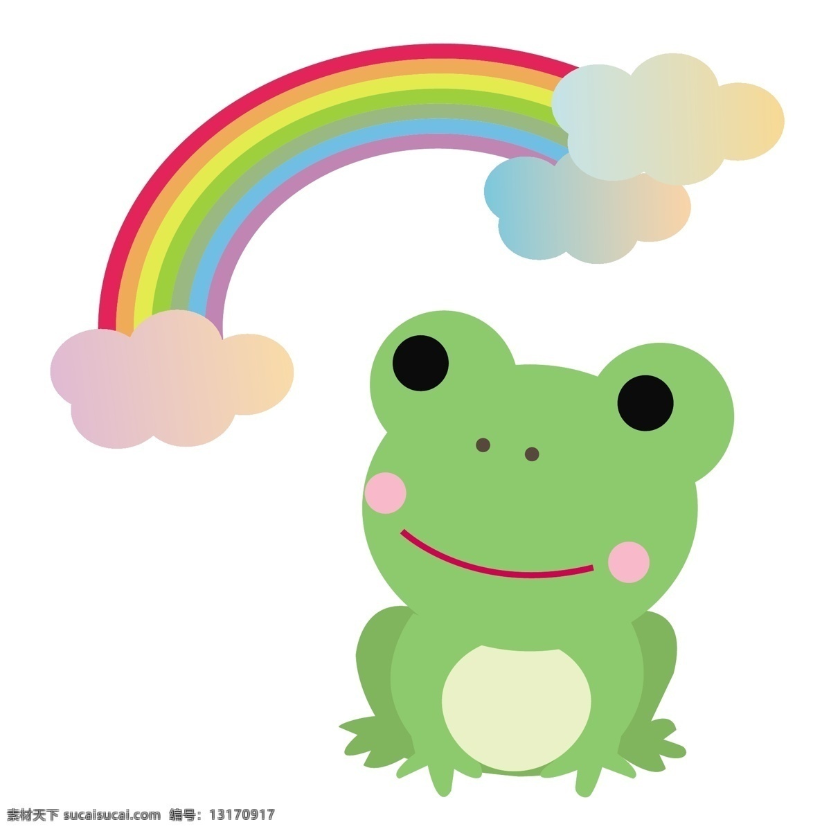 青蛙 七彩虹 彩虹 彩虹云 矢量青蛙 矢量彩虹 绿青蛙 动物青蛙 七色彩虹 动漫动画 风景漫画