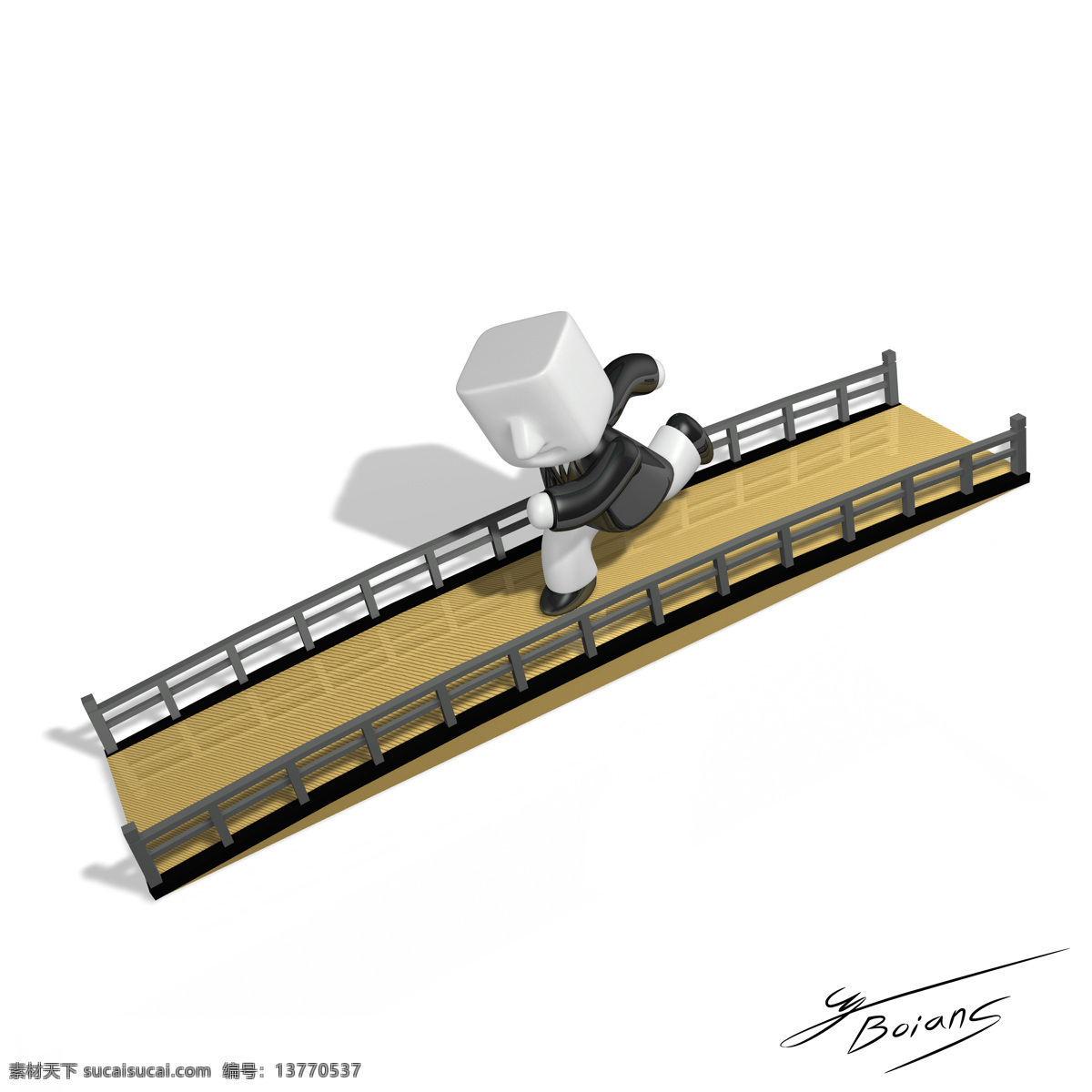 3d 模型 小人 木桥 上 跑 3d模型 3d小人 模型木桥 商务金融