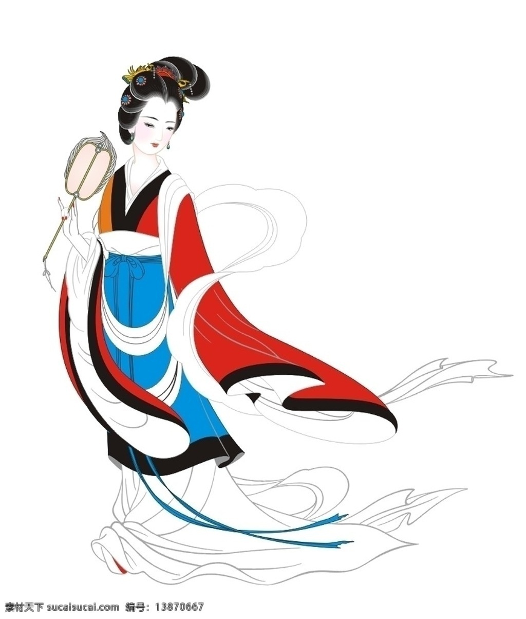 洛神 古代仕女 白描 古典美女 手绘 工笔人物 国画 绘画书法 文化艺术