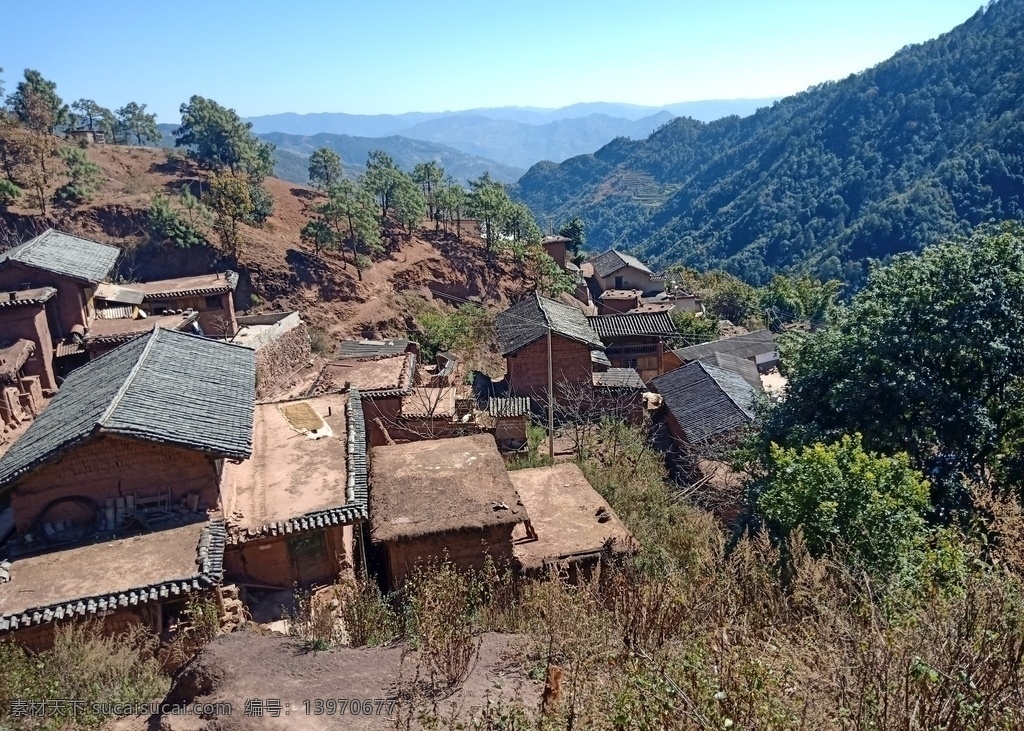彝族村寨 少数民族 村寨 土掌房 彝族 民居 自然景观 自然风景