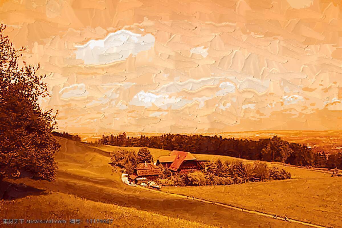油画 风景 绘画书法 田园 文化艺术 装饰素材