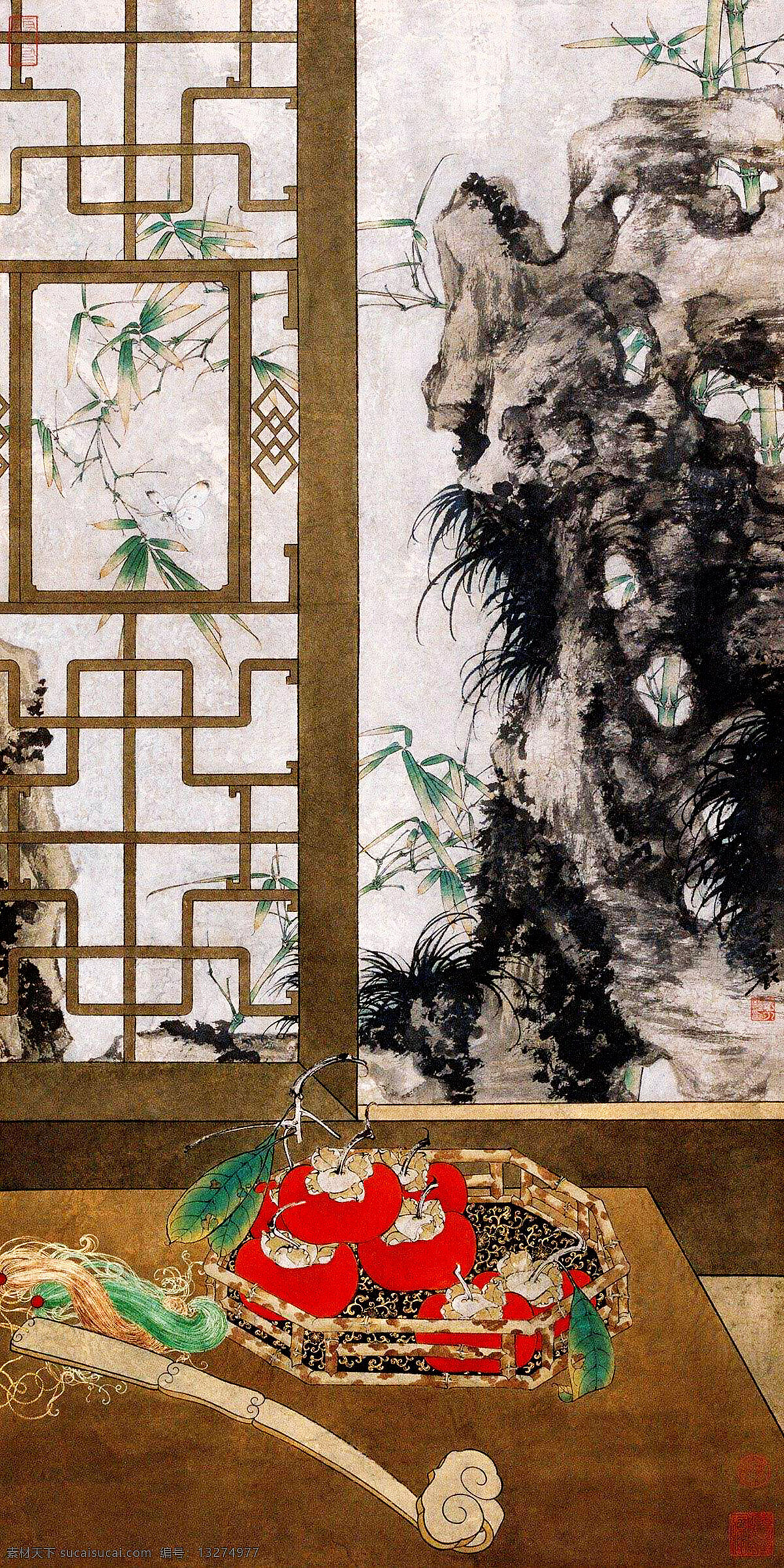 窗子 国画艺术 绘画 绘画书法 柿子 书法 文化艺术 事事 如意 设计素材 模板下载 事事如意 中国画 工笔重彩画 果盆 如意雕品 木台 竹子 太湖石 印章 国画集27 家居装饰素材 雕刻 图案
