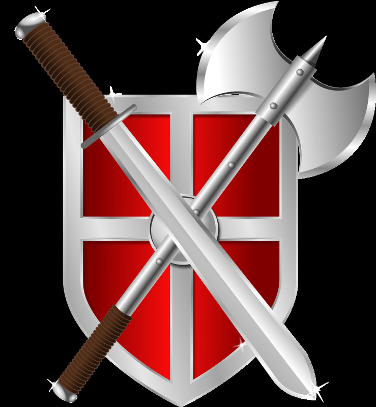 剑斧免费下载 盾 剑 金属 武器 颜色 战斗 战争 斧 战斧 中世纪的 红色的 混音 插画集