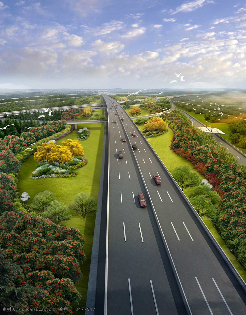 市政 路桥 效果图 道路 绿化 道路绿化 桥梁 景观 环境设计