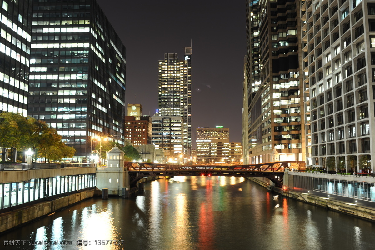 城市 桥梁 夜景 夜晚 高楼 建筑物 灯光 城市风光 环境家居