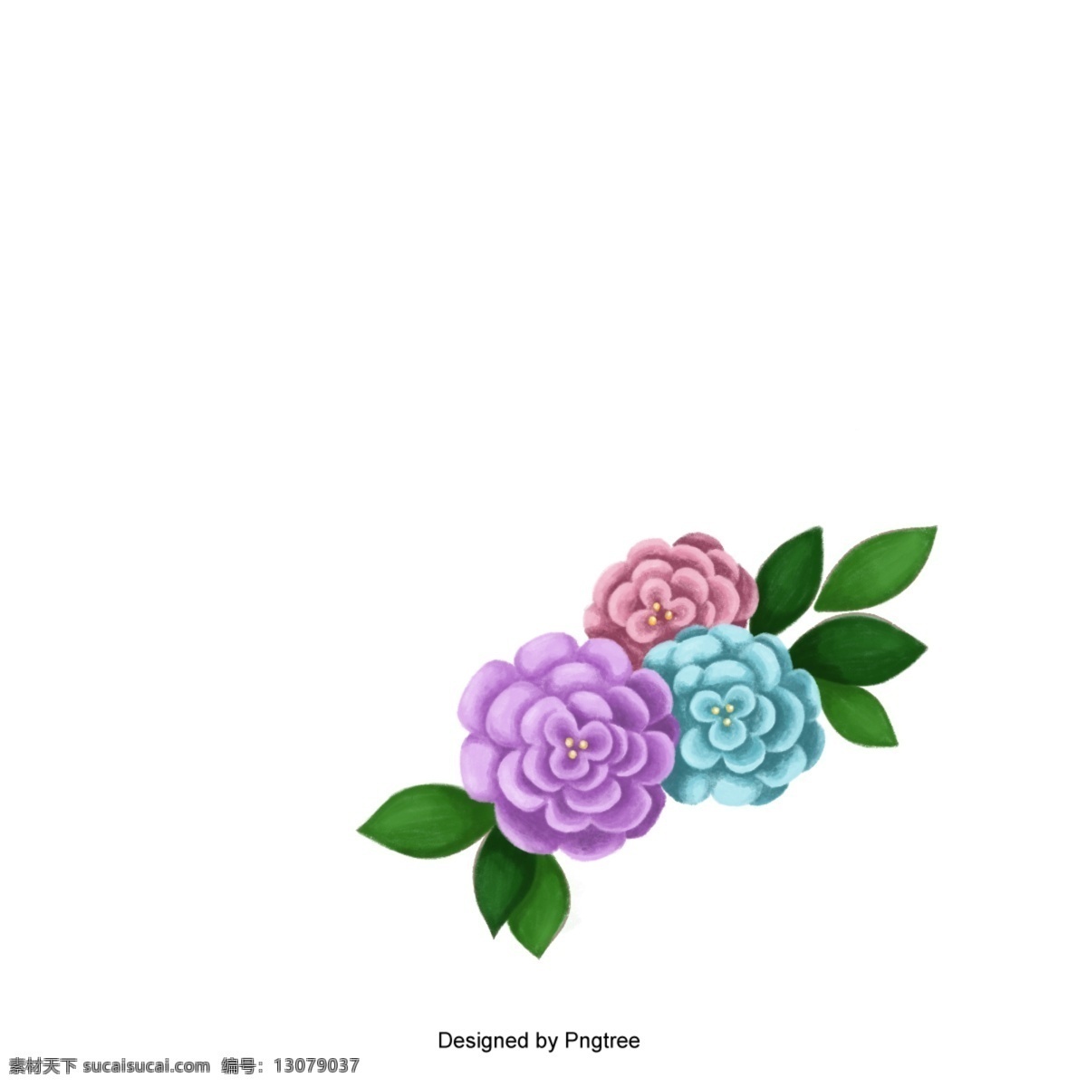 五颜六色的花 花 花朵 彩色 红色 紫色 蓝色 树叶 叶子 花纹 装饰 图案 向量 弗洛