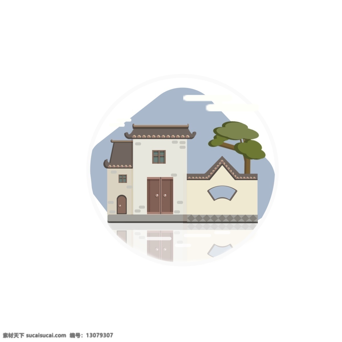 徽派 房屋建筑 中国 风 矢量图 免 抠 图 徽派房屋园林 建筑 房地产 插画 院子 闪屏 游戏 中国风