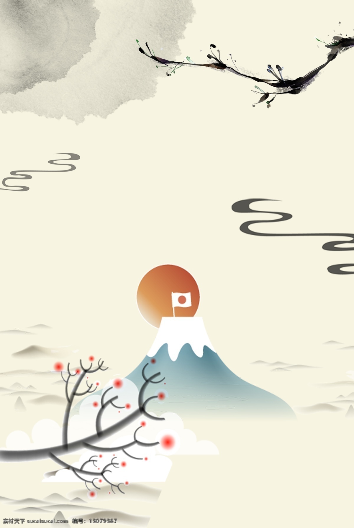 水墨 风 简约 手绘 山脉 广告 背景 水墨风