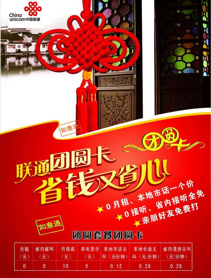 联通 团圆 卡 复古门 过年 红色 名片卡片 中国结 联通团圆卡 团圆卡 矢量 名片卡 广告设计名片