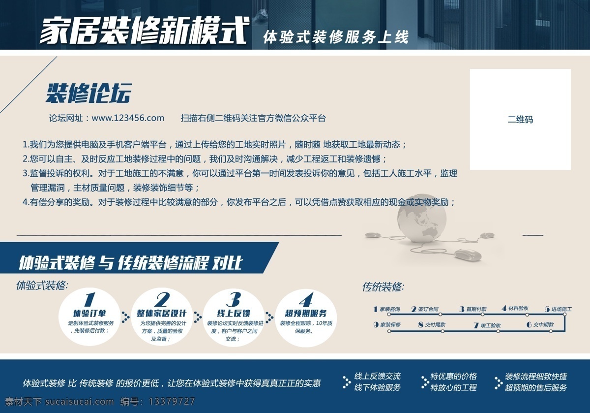 家居装修论坛 家居 论坛 体验式 装修 流程 装修流程对比 对比 二维码 上线 真正 实惠 白色