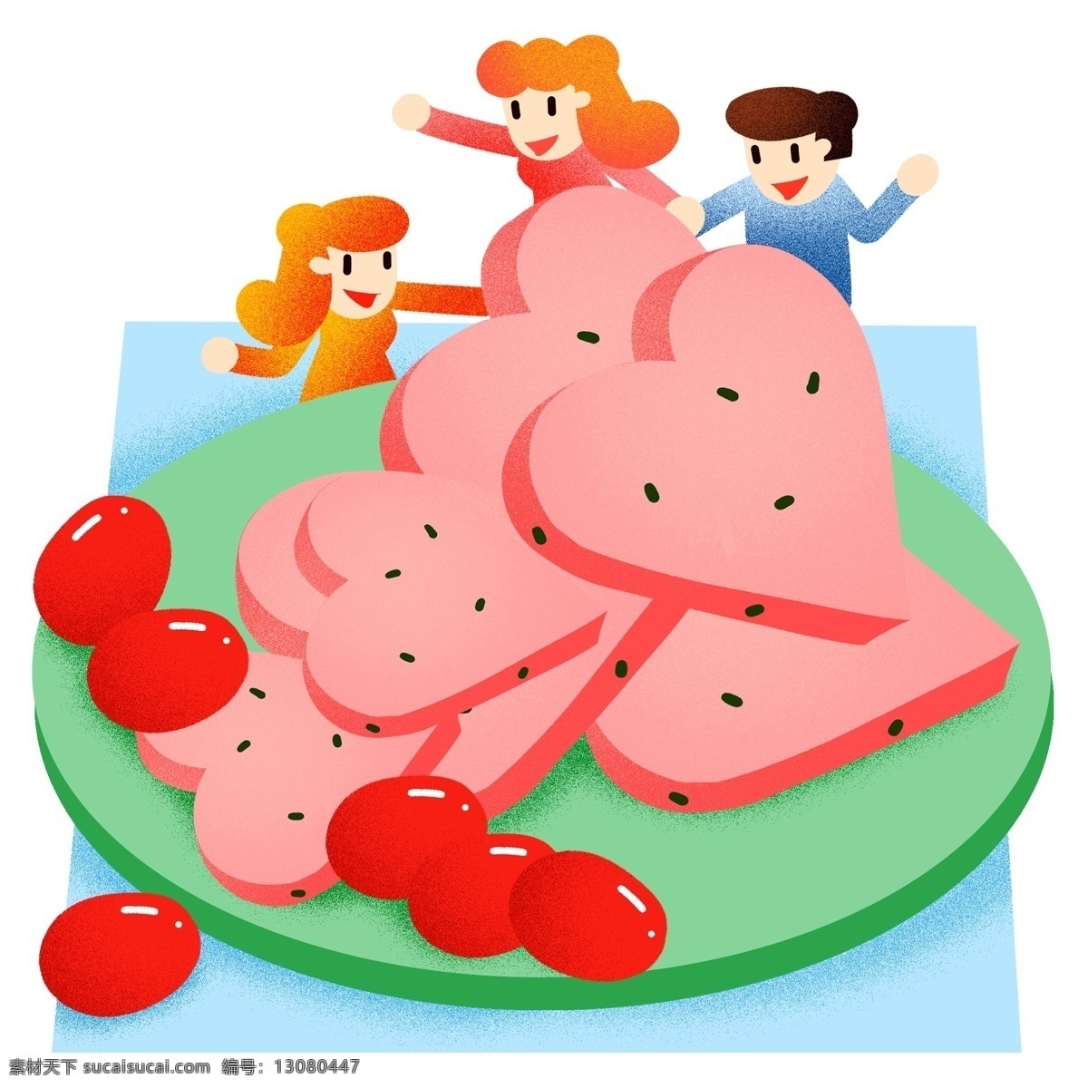 夏季 心 型 西瓜 块 水果 补水 夏天 小清新