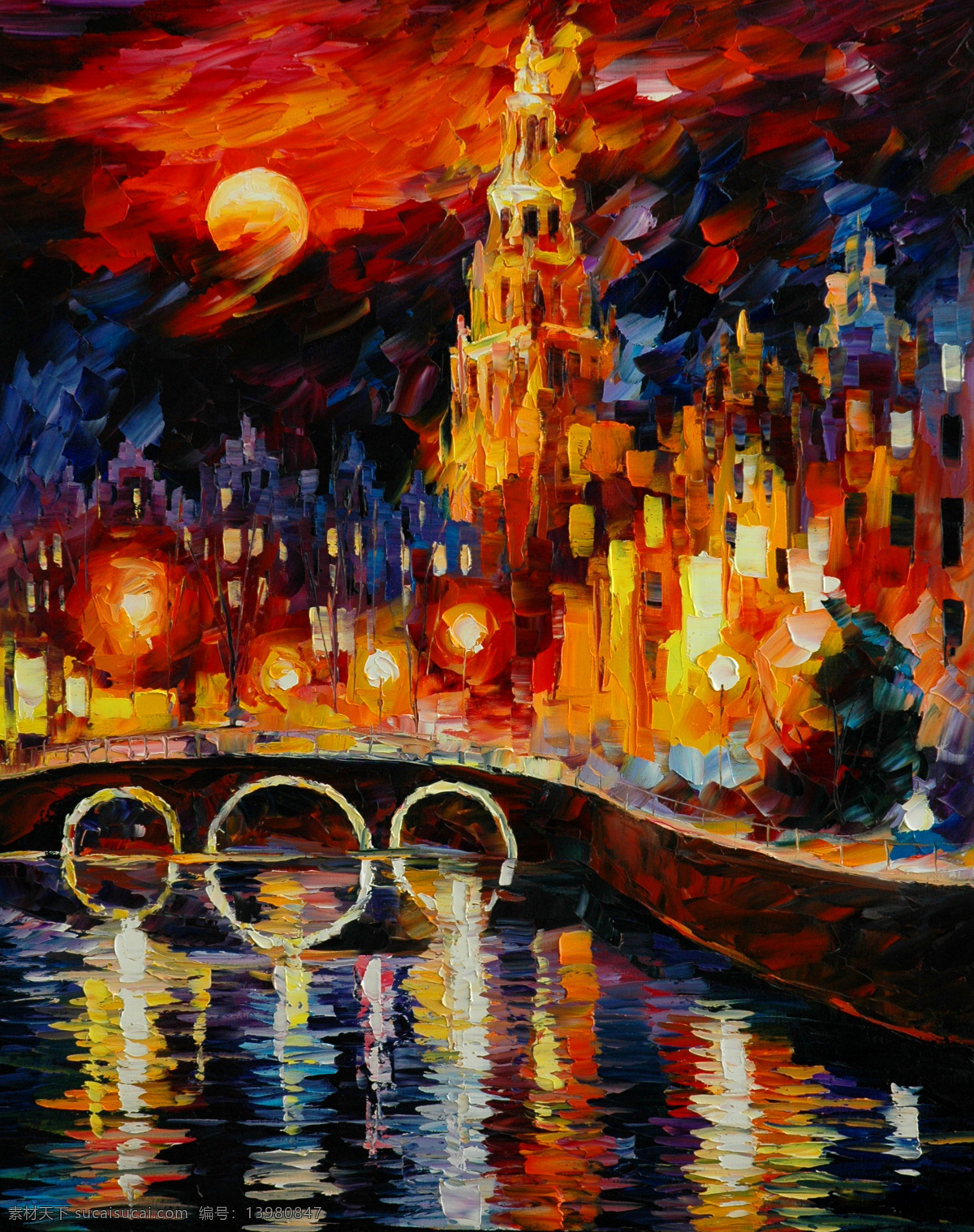 风景 风景画 拱桥 挂画 河流 绘画 绘画书法 景色 油画 石桥 夜景 设计素材 模板下载 石桥夜景 油画风景 艺术 油画艺术 夜晚 路灯 夜色 西方油画 欧美油画 油画作品 文化艺术 家居装饰素材 山水风景画