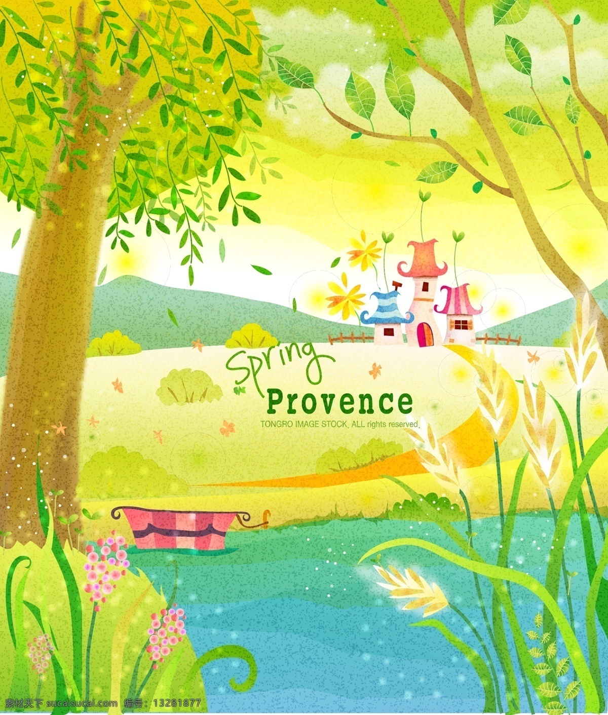 矢量 可爱 卡通 自然风景 花朵 矢量图 生机勃勃景象 其他矢量图
