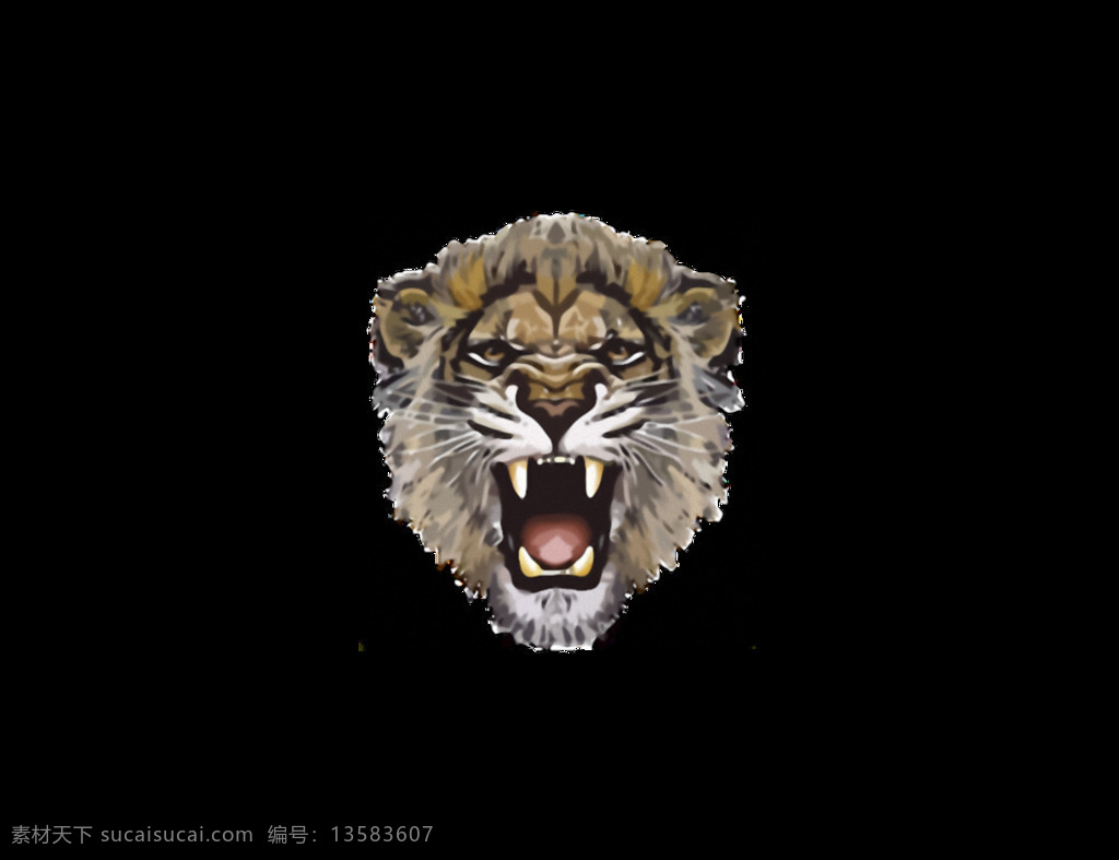 呲牙 咧嘴 狮子 免 抠 透明 狮子头像 野生动物