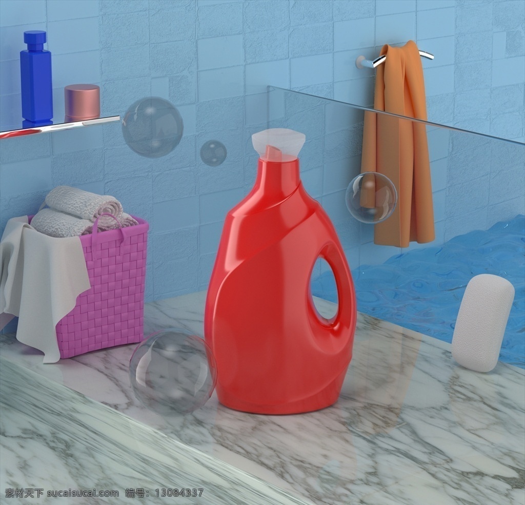 洗衣液图片 洗衣液 c4d oc 修图 建模