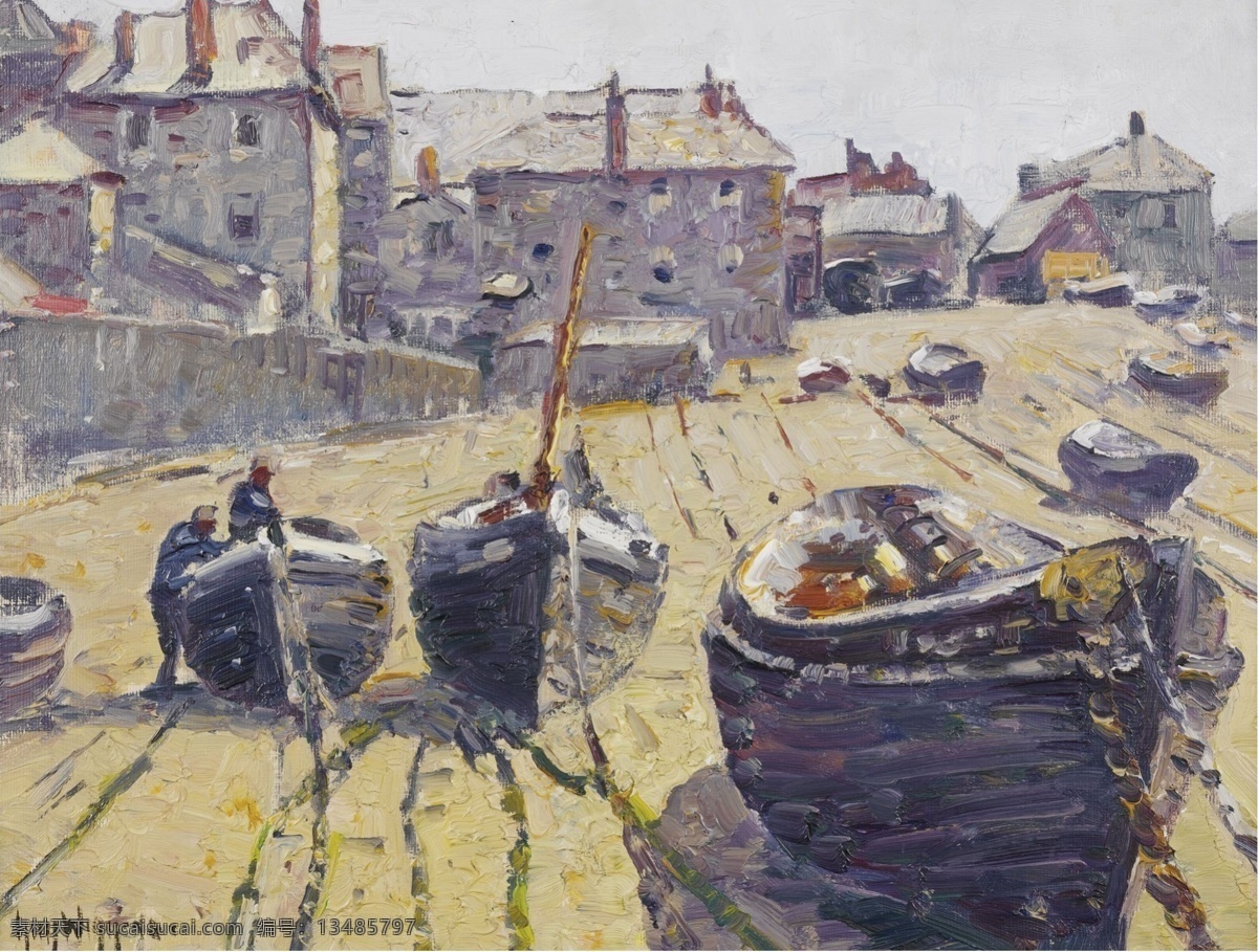 1927 大师 画家 风景画 静物 油画 建筑 装饰画 tide low at beach wiggins carleton guy 人物 高清 西方 国外 现代 家居装饰素材