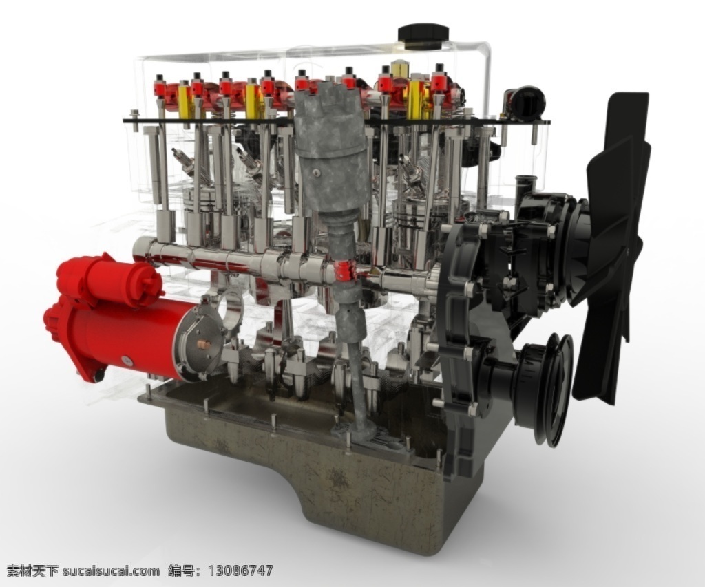 希尔曼 引擎 发动机 3d模型素材 其他3d模型