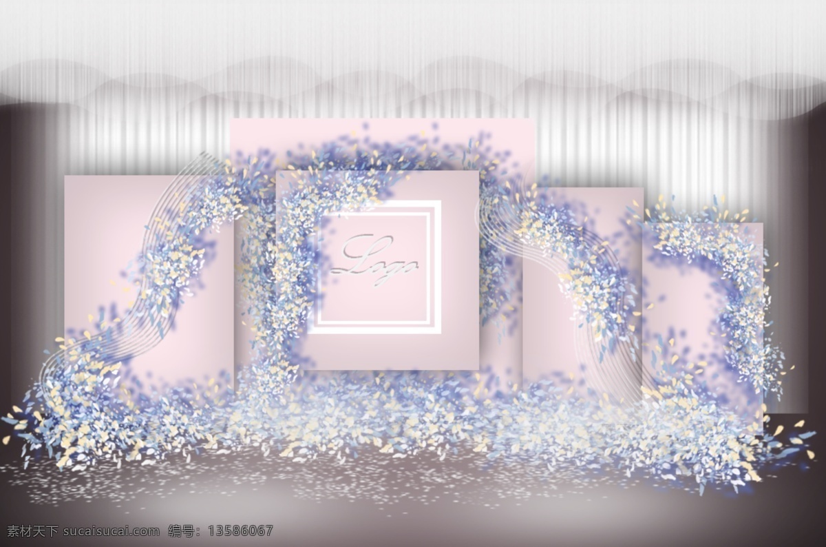 粉色 梦幻 婚礼 迎宾 区 效果图 粉色背景 吊顶 迎宾区 花艺 布幔 纱幔
