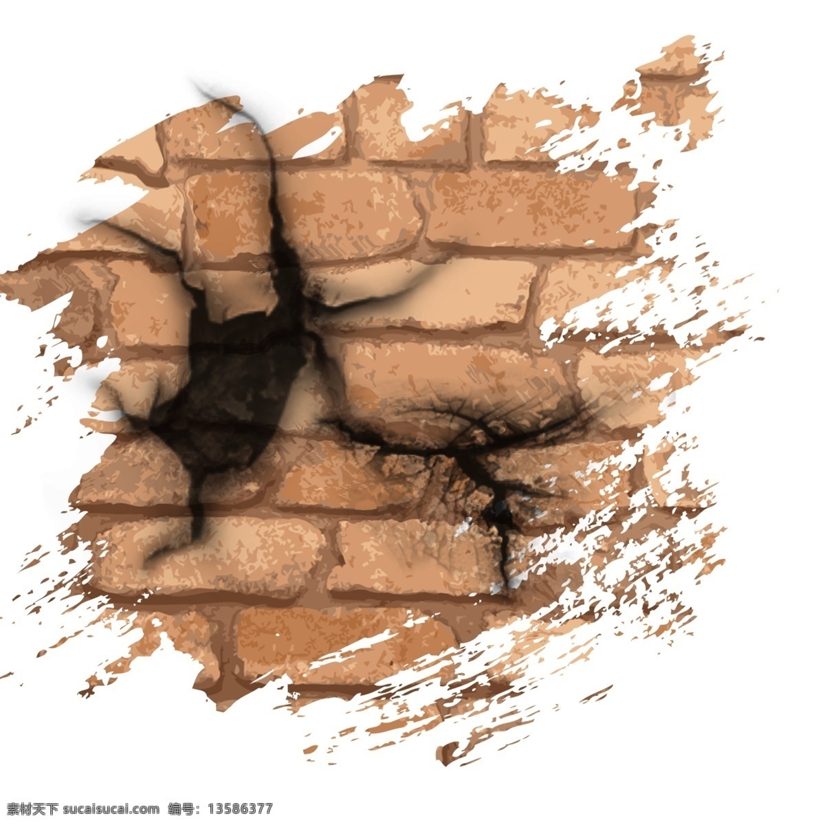 砖墙 破裂 墙壁 效果 元素 裂痕 破碎 伤痕 砖墙破裂 裂纹 损坏