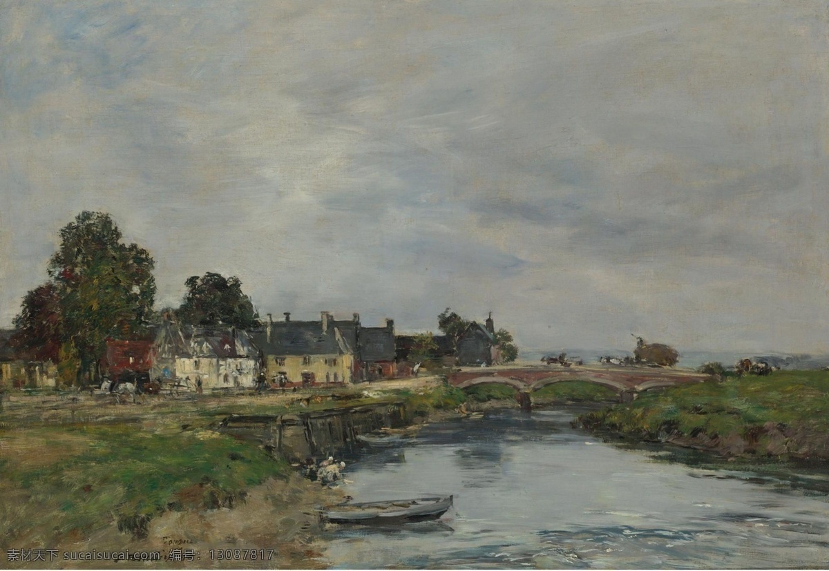 大师 画家 风景画 静物 油画 建筑 装饰画 vieux of port the touques boudin eugene 人物 高清 西方 国外 现代 家居装饰素材