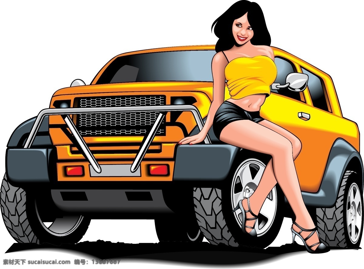 性感 汽车 矢量 车 图形 性感的汽车 女孩 免费 卡通 车载 体 美丽 向量 矢量图 现代科技