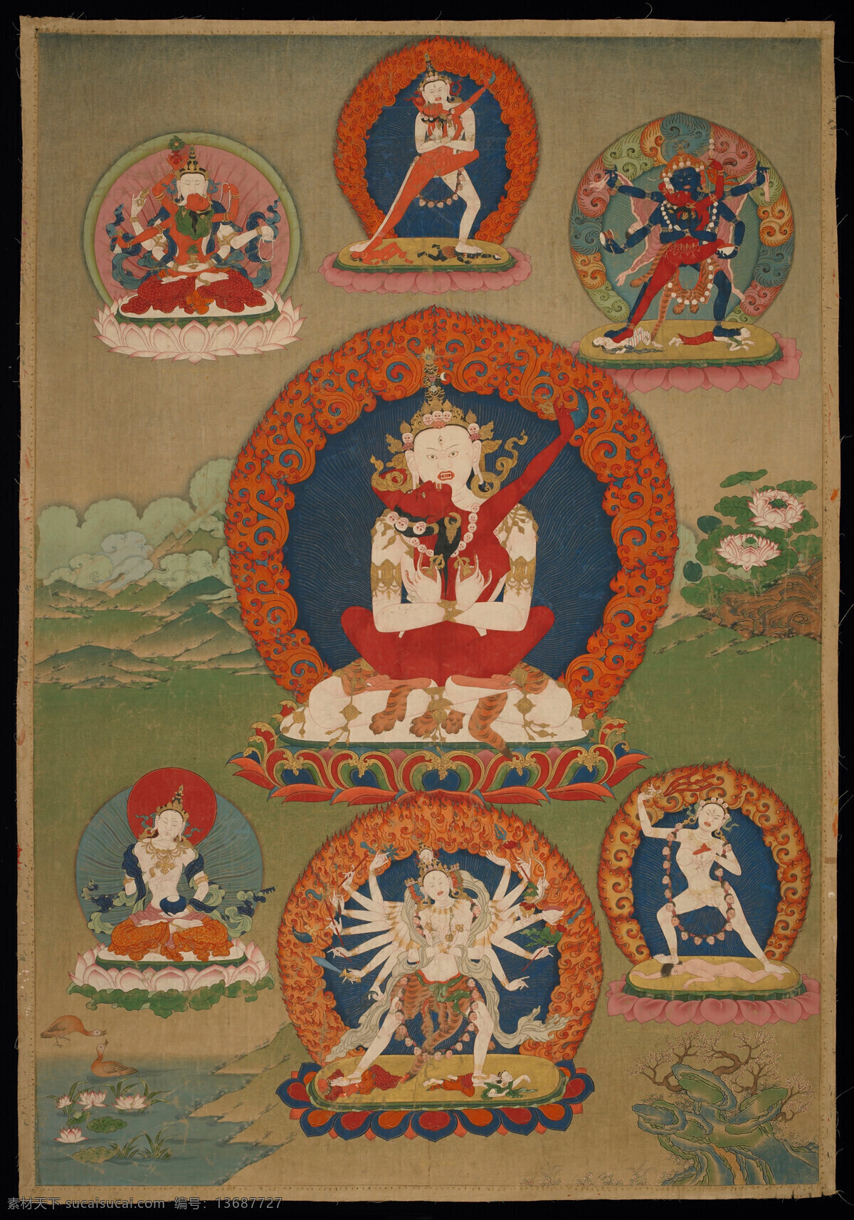佛教 绘画书法 唐卡 文化艺术 中国古画 乐胜 金刚 设计素材 模板下载 乐胜金刚 三世 诸 佛 身 藏传佛教密宗