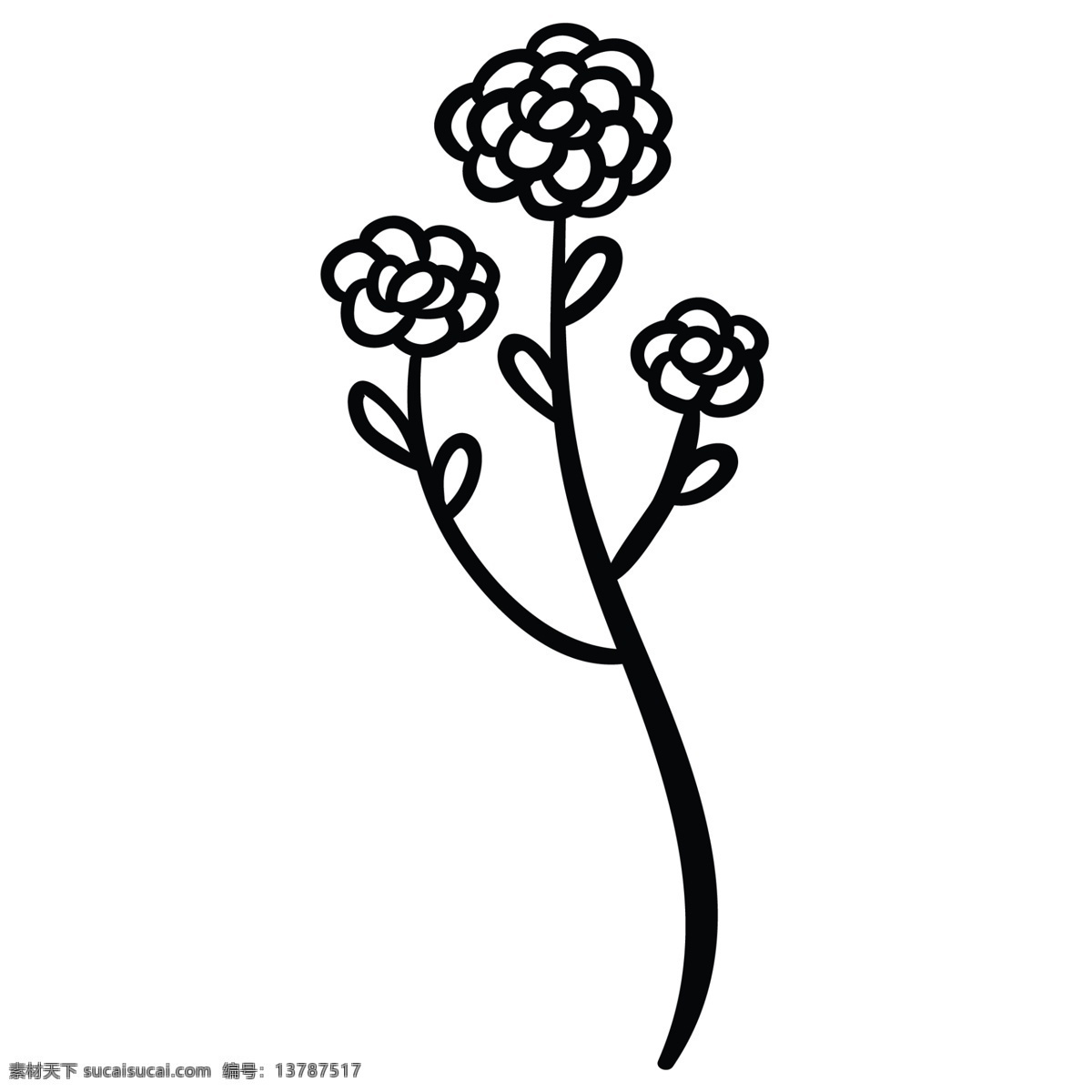 支 简 笔画 花朵 枝桠 花朵枝桠 卡通 圆点树枝 卡通树枝免抠 卡通花朵 简笔花朵 黑色 简笔画 手绘图案 绿色植物 植被 简笔画树枝