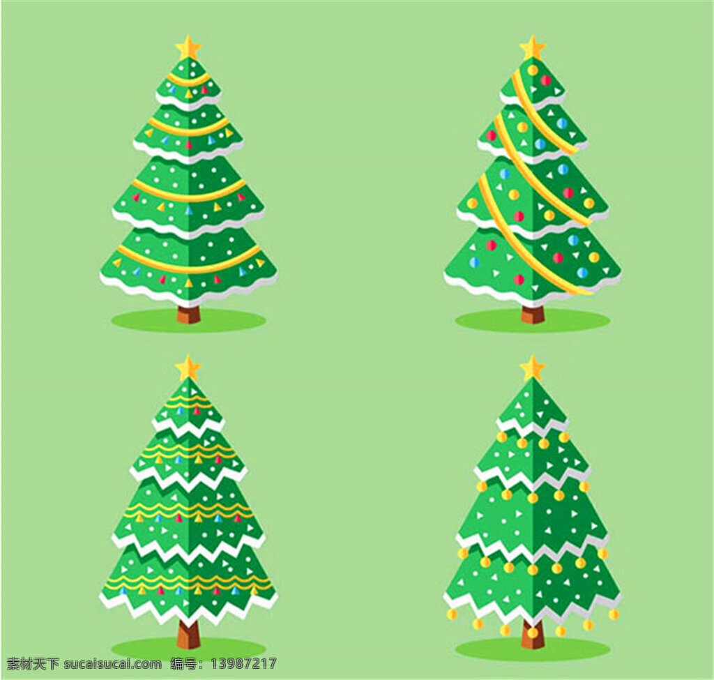 金星 圣诞树 矢量 扁平化 圣诞节 松树 矢量图 ai格式