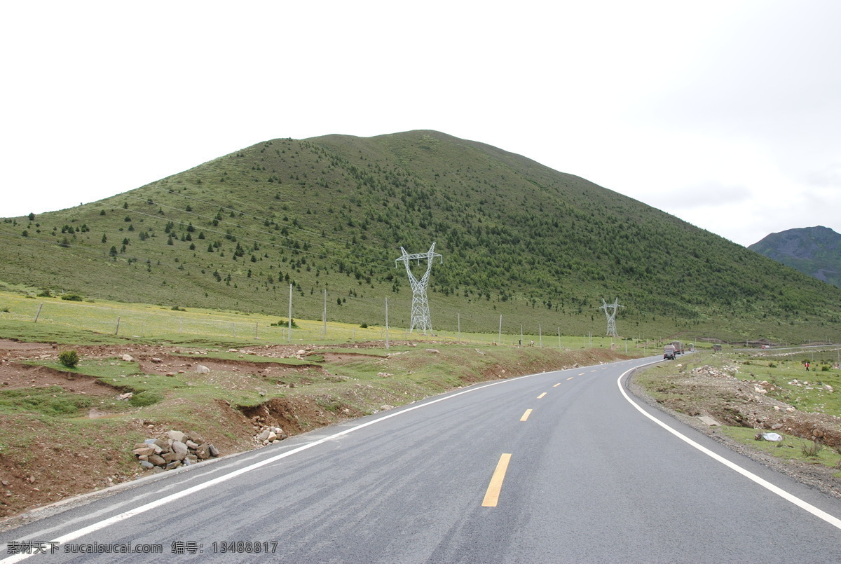 西藏 风景 公路 天空 西藏风景 小山 生活 旅游餐饮