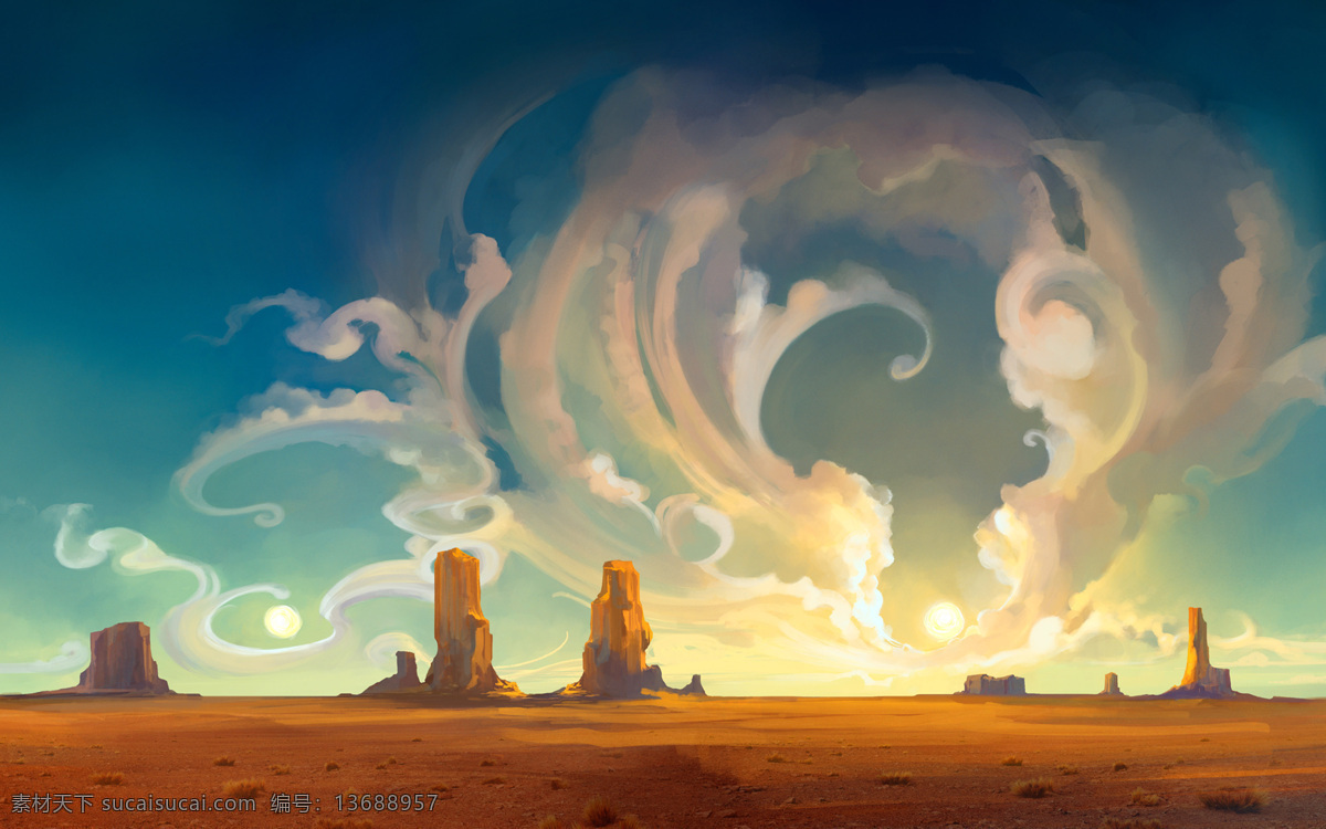 动漫沙漠 沙漠 唯美云彩 荒芜沙漠 蓝绿色的天空 夕阳下的沙漠 唯美壁纸 桌面壁纸 沙漠壁纸 风景漫画 动漫动画
