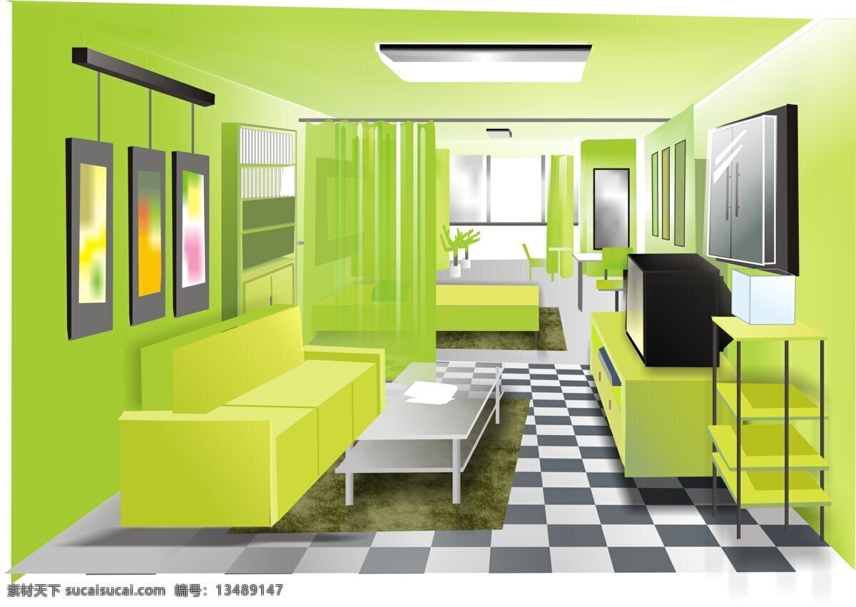 绿色 装修设计 室内 室内设计 装饰素材