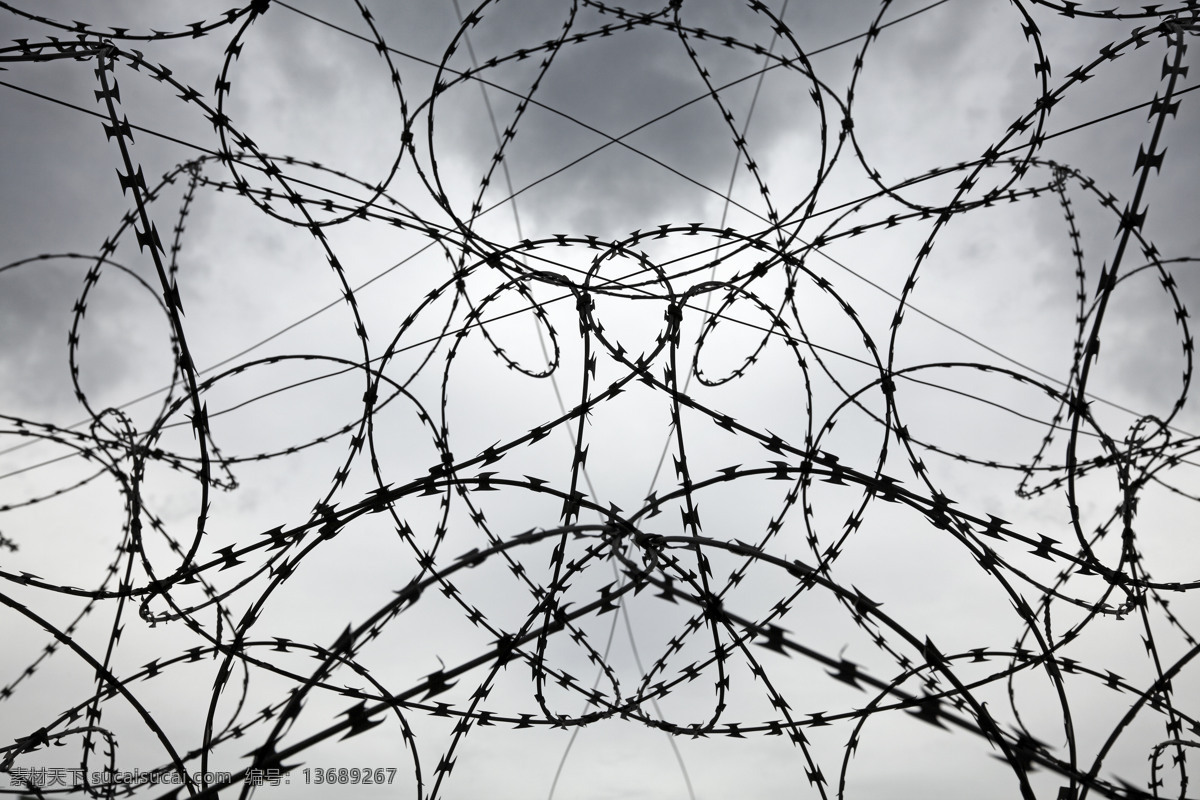 铁丝网 铁丝 障碍 手钩刺 防护网 隔离网 生活素材 生活百科