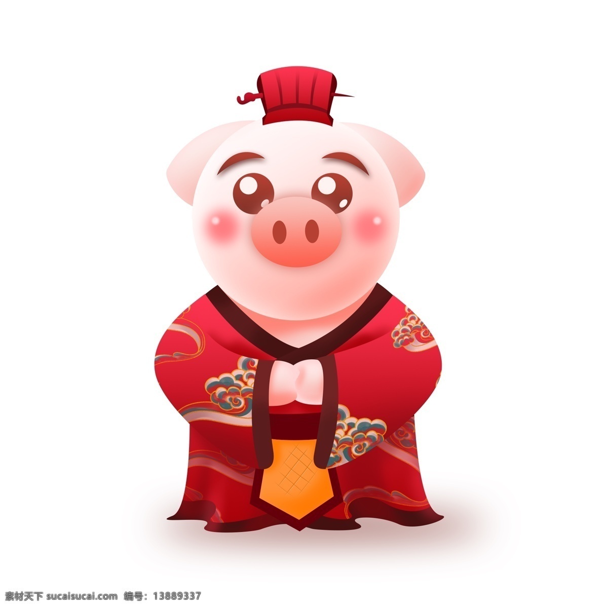 2019 春节 拜年 生肖 猪 汉元 素服 装 卡通 可爱 立体 中国风 新年快乐 过年 猪年快乐 汉元素 汉服 生肖猪