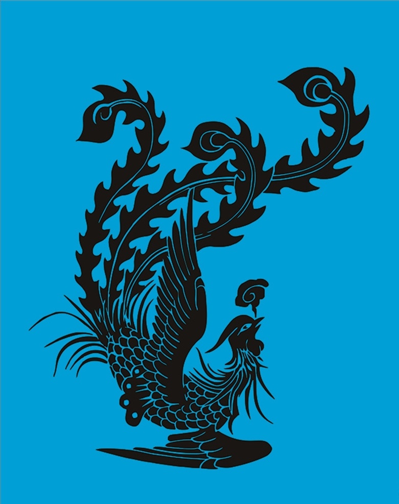 凤凰雕刻图案 凤凰 雕刻 矢量 装饰 百鸟之王 祥瑞 吉祥 和谐 线条装饰纹样 文化艺术 传统文化