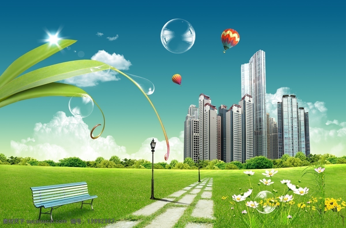 房地产 广告 地产广告 花草 绿地 生活 天空 地产模版 psd源文件
