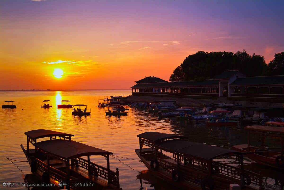 常德 柳叶湖 黄昏 晚霞 河边 船 亭台 太阳 傍晚 湖光水色 自然风景 自然景观