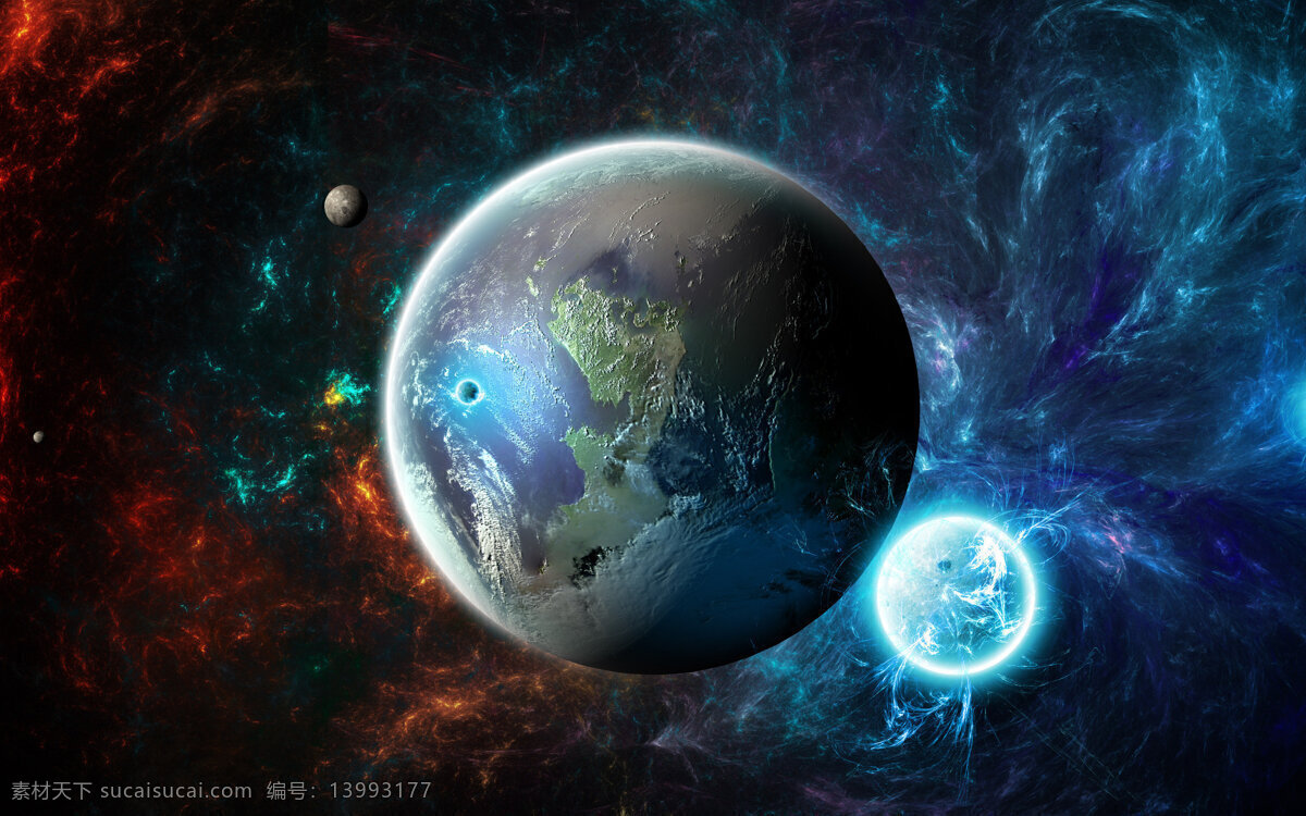 炫彩星球 炫光 星球 地球 宇宙 太空 蓝色 球体 极光 色彩 天体 星变 3d设计