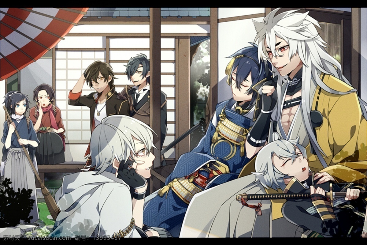 动漫 卡通 动画片 漫画 绘画 背景 底图 壁纸 墙纸 桌面 挂画 人物 小狐丸 狐妖 银发 武士 战士 剑士 剑客 武士刀 太刀 刀剑乱舞 游戏 网游 动漫动画 动漫人物