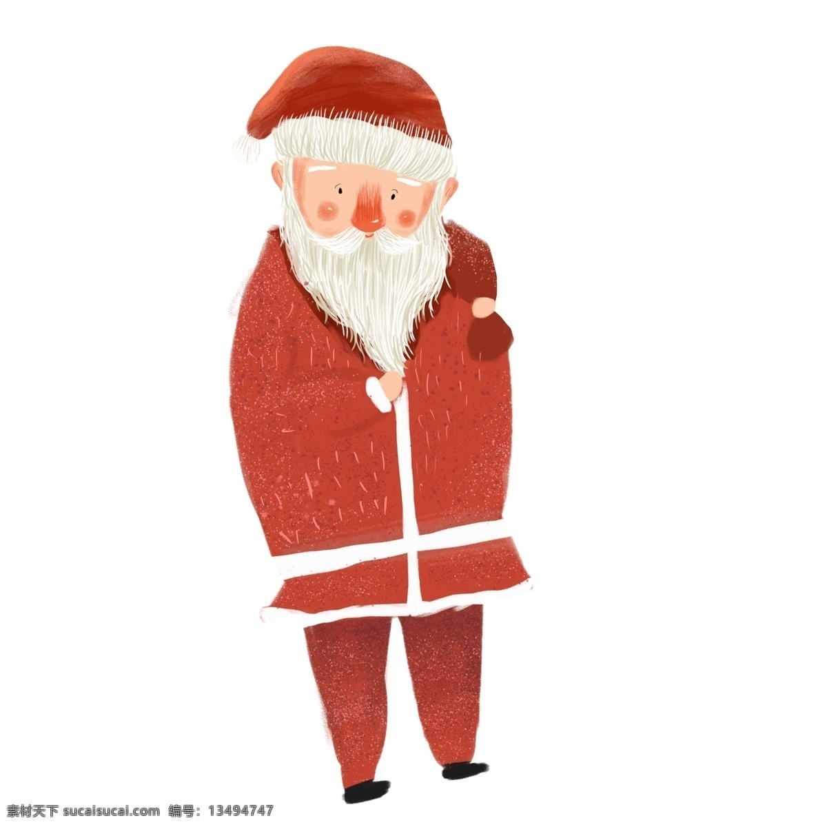 圣诞老人 卡通 复古 圣诞节 插画 手绘 圣诞老公公