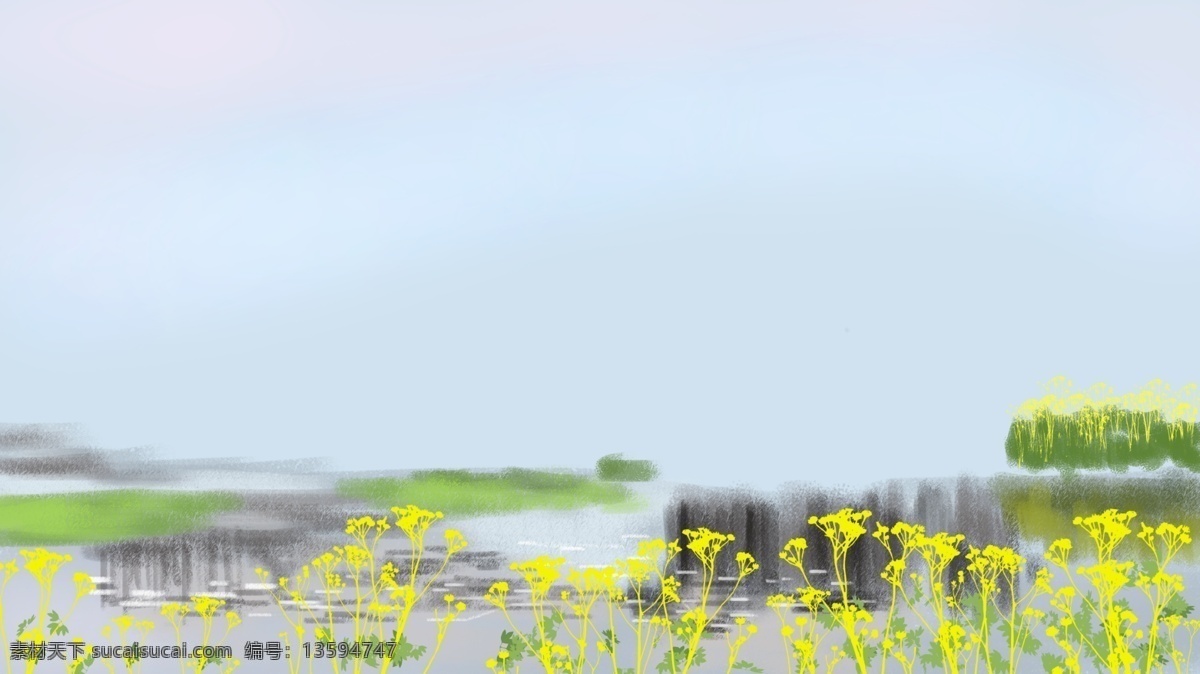水彩 花朵 湖面 背景 背景素材 清新背景 小清新 手绘背景 色彩背景 通用背景 背景展板