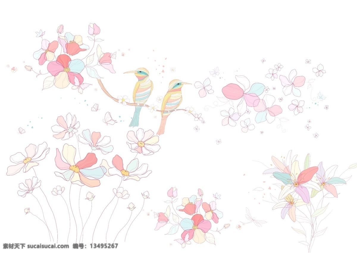 花 鸟 矢量图 ps分层 底纹 结婚 底纹边框 花边花纹