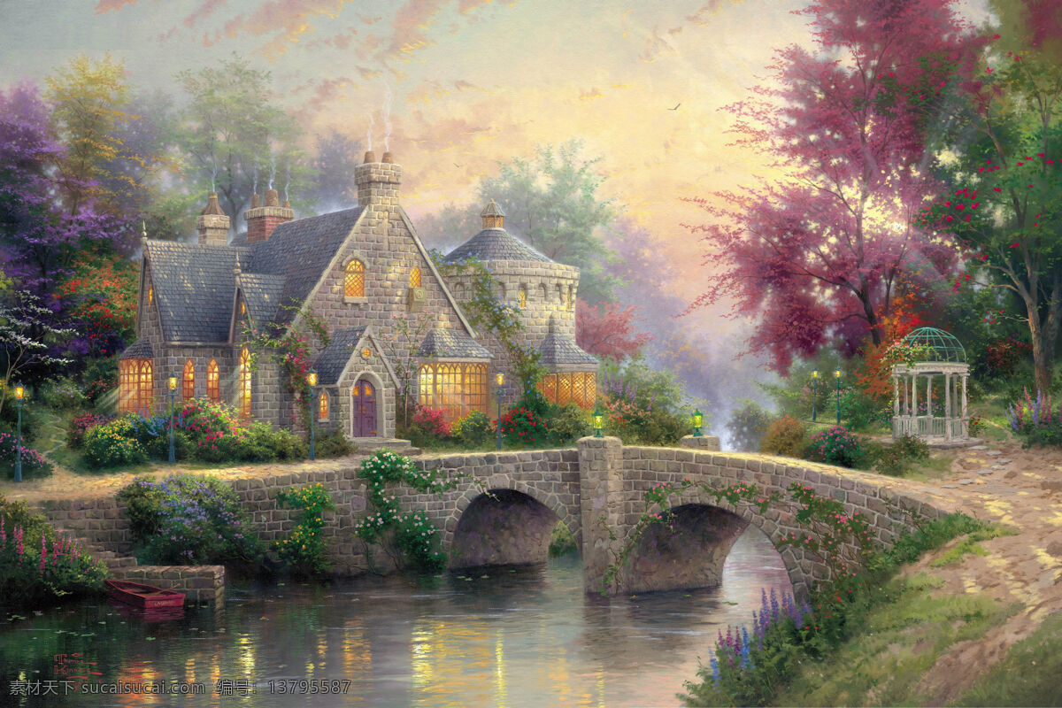托马斯 风景 油画 绘画书法 欧式风景 欧式油画风景 欧式 设计素材 模板下载 绘画 艺术 油画风景 唯美 写实油画 灰色