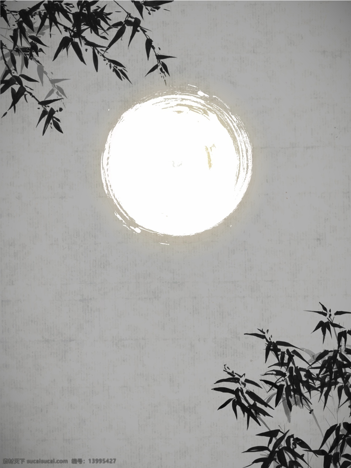 矢量 古风 中国 风 竹叶 明月 背景 中国风 月亮 传统 水墨