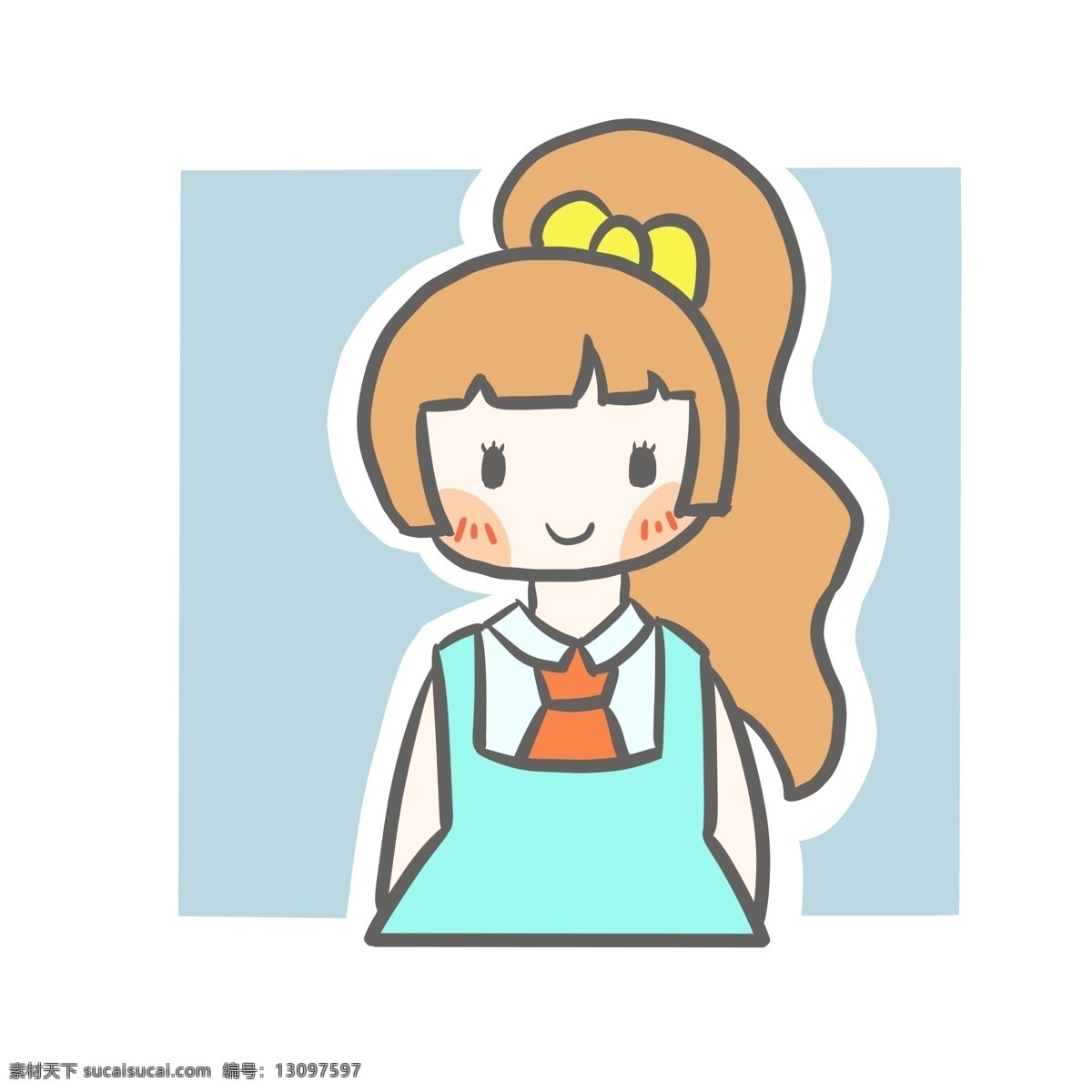 卡通 人物 用户 头像 小女孩 可爱 蓝色
