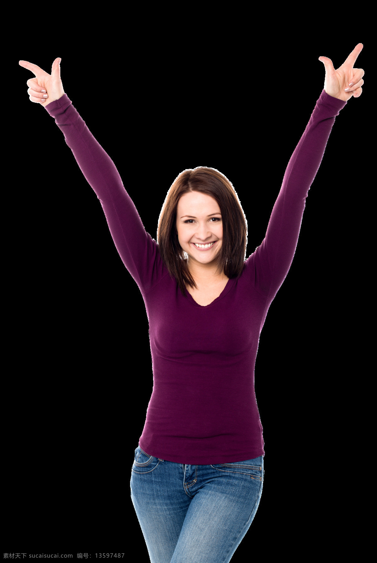 高举 双臂 快乐 女性 外国女性 中年女性 生活装扮 举双手 加油 生活人物 人物图片