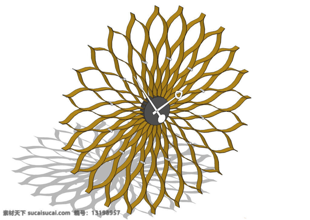 创意 钟表 模型 效果 黄色 装饰品 3d模型 单体模型 模型效果图 钟框 su 效果图