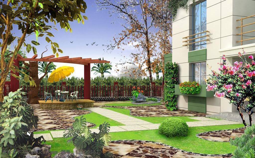 庭院设计 psd模版 庭院 园林效果图 园林 建筑装饰 设计素材 3d模型素材 室内场景模型
